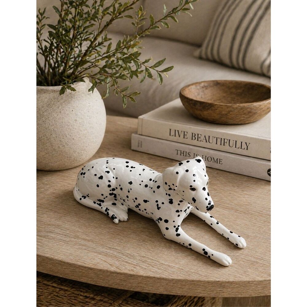 Ceramic Dalmatian Dog Figurine Piece “ Handmade Collectible Trinket Knickknack